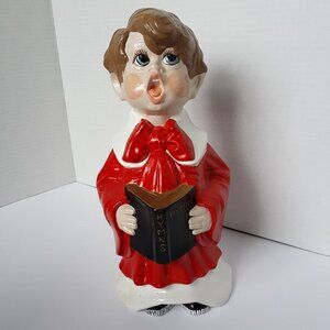 Vintage Christmas Byron Mold Large Ceramic Caroler Holiday Choir Boy Singer